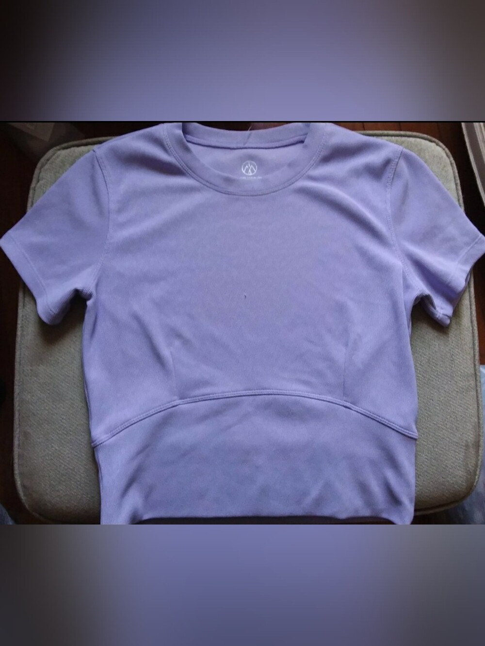 Move Theology  Lavender Short-Sleeve Fitted Crop Top